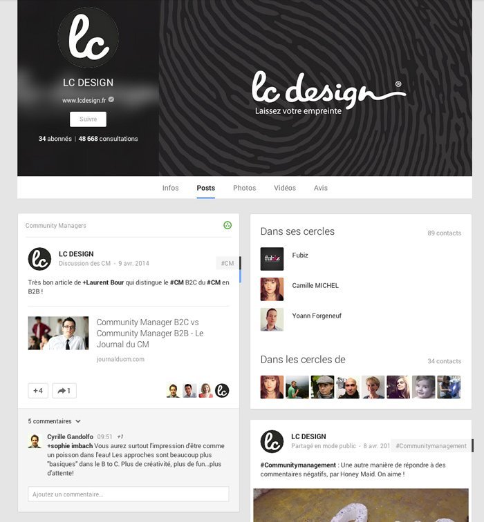 Compte G+ de LC Design