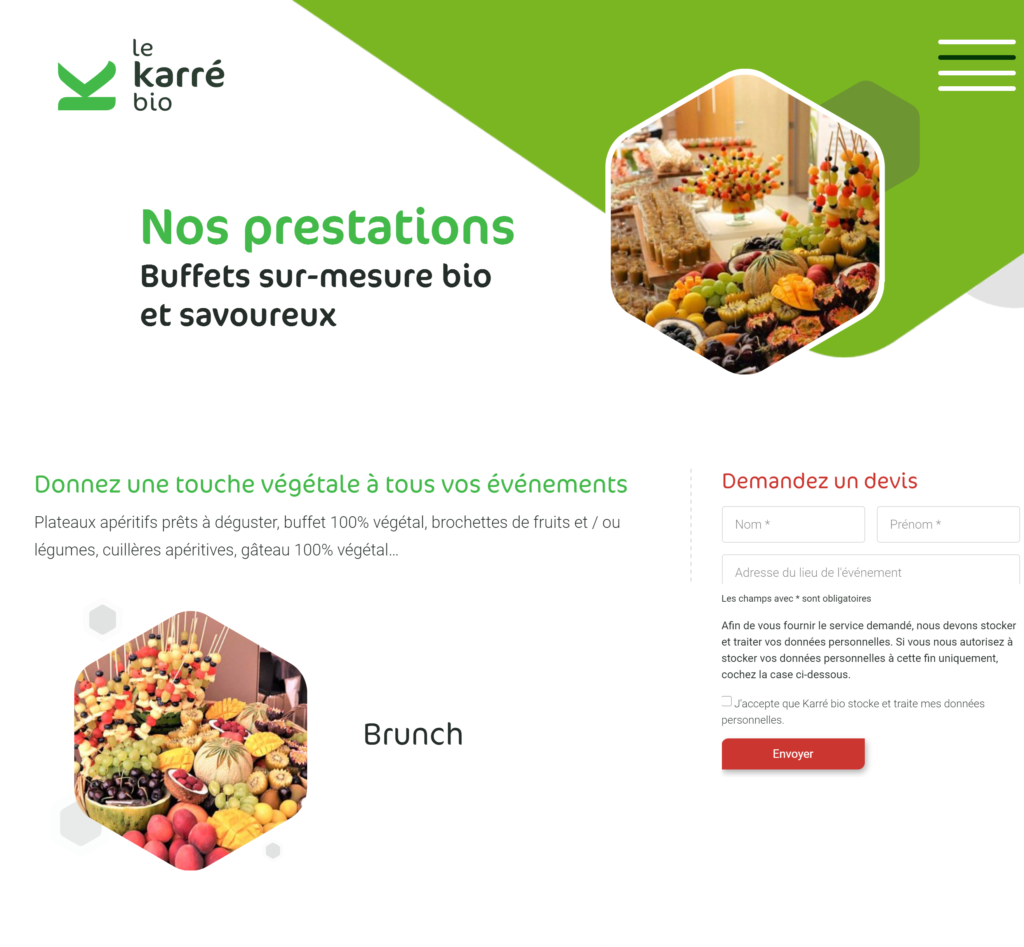 Nouveau site internet le Karré Bio traiteur 100% végétal.