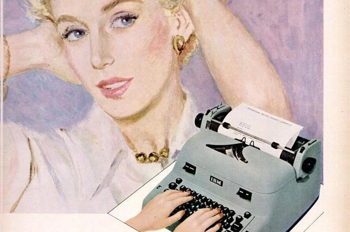 publicité vintage pour les machines à écrire IBM